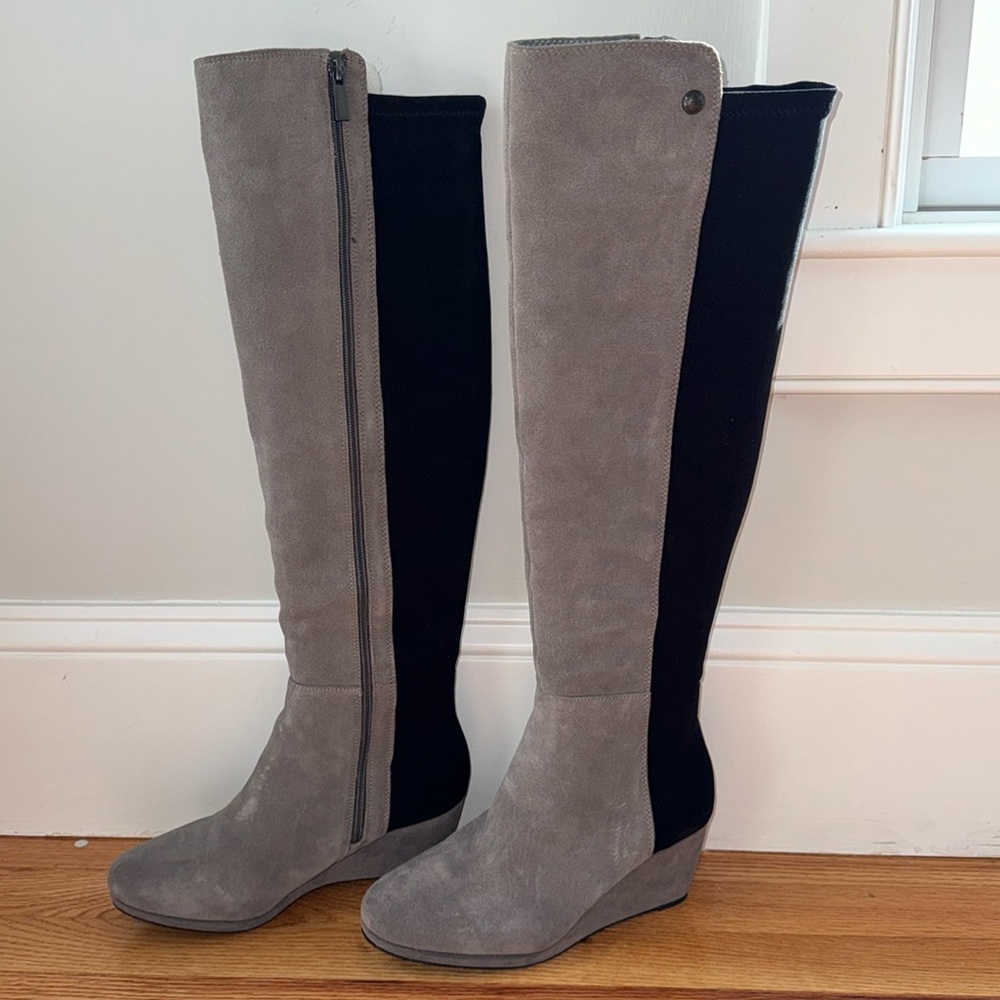 NWT- Vince Camuto Over the Knee Boots In Color Gray and Black- Women Size 8/38